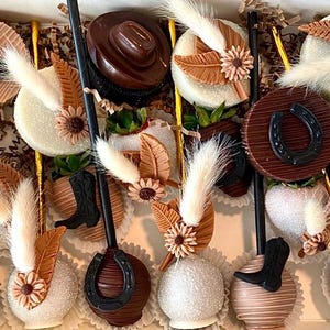 Boho Cowboy Western Cowgirl Chocolate Treats Dipped Drizzled Pretzels Rice Krispies Cakepops Cakesicles Oreos Baby Shower Birthday Boots Hat