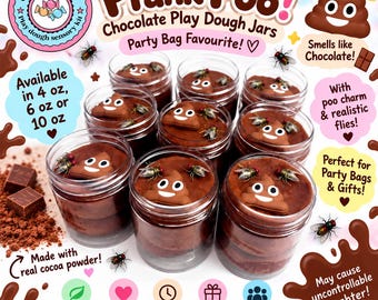Broma de caca, chocolate, plastilina casera, bolsas de regalo para fiestas, frascos, kit sensorial, plastilina casera perfumada con purpurina, regalo para fiestas de cumpleaños / 3+