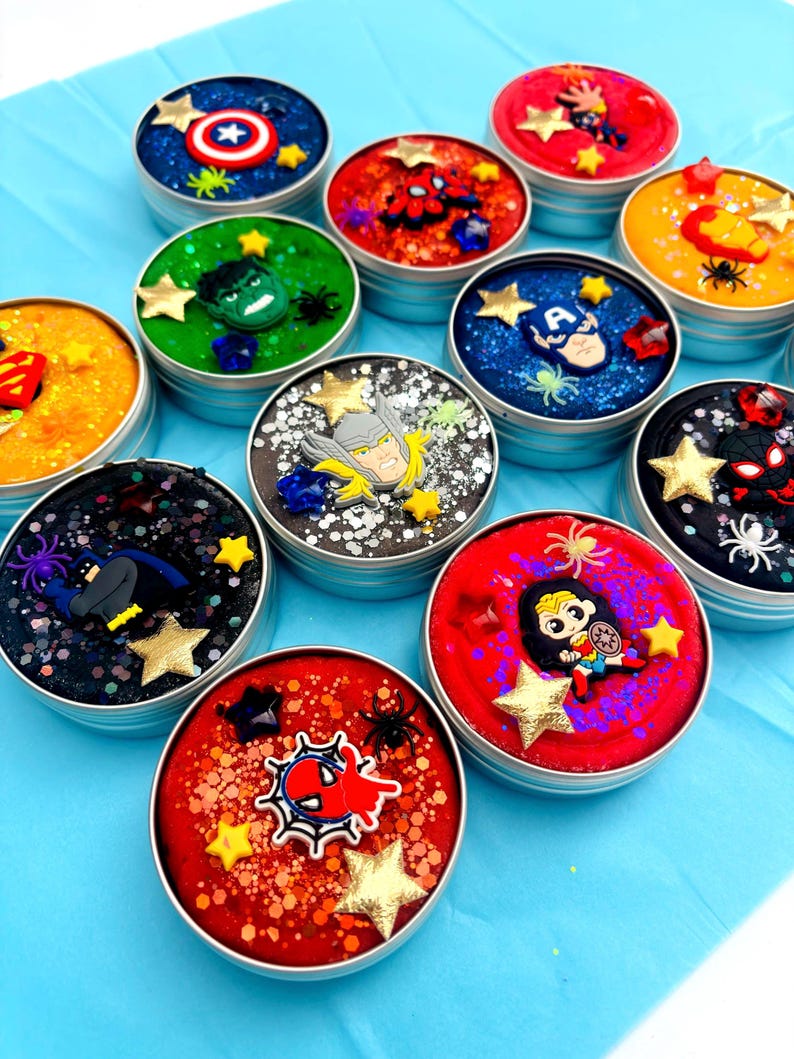 Plastilina sensorial de superhéroes: obsequios para fiestas, regalos de cumpleaños, regalos de viaje / Plastilina perfumada hecha a mano / 100 g de plastilina / Para mayores de 3 años imagen 16