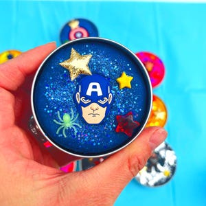 Superhero - American hero Tim with deep blue glittery playdough,3  star charms, mini spider