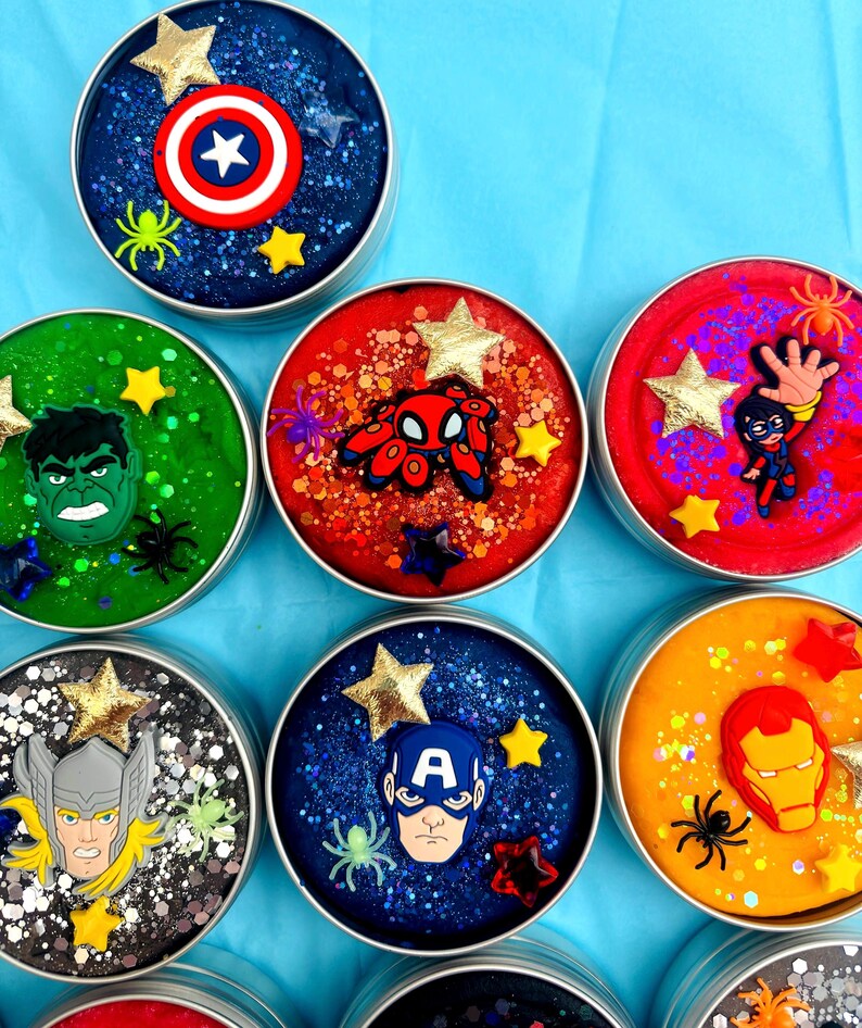 Plastilina sensorial de superhéroes: obsequios para fiestas, regalos de cumpleaños, regalos de viaje / Plastilina perfumada hecha a mano / 100 g de plastilina / Para mayores de 3 años imagen 14