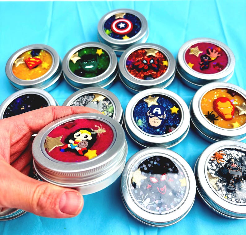 Plastilina sensorial de superhéroes: obsequios para fiestas, regalos de cumpleaños, regalos de viaje / Plastilina perfumada hecha a mano / 100 g de plastilina / Para mayores de 3 años imagen 10
