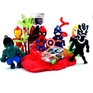 Super Hero Maxi 10 oz Play dough Jar –  160g – Superhero Sensory Kit with Toy Figure, Car, Gem | Homemade Colour Dough Gift for Kids