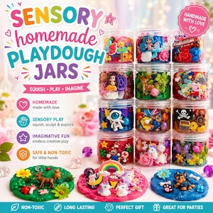 Knetgummi-Gläser für Kinder – Knetset, Mitgebsel für Kindergeburtstage, Geschenktüten, Geburtstagstüten, Knetgeschenk für Kinder ab 3 Jahren!