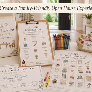 Real Estate Scavenger Hunt Activity Kit Template for Kid Editable Open House Bingo Child Certificate Realtor Little House Hunter Bundle