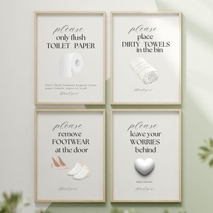 Airbnb Guest Printable Signs: House Rules, Bathroom Decor (PDF Digital)