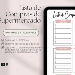 Spanish Grocery List: Printable Shopping List (PDF Digital)