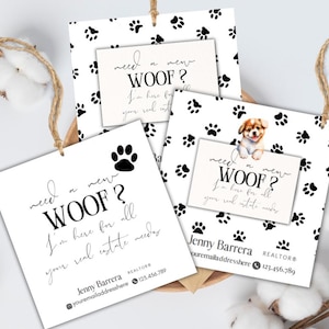 Real Estate Dog Pop By Tag Template Realtor Editable Dog Treat Bag Topper Dog Park Marketing Puppy Giveaway Dog Owner Farming Prospect