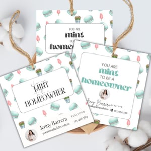 Real Estate Summer Pop By Tag Template for Realtor Editable Open House Favor Gift Tag Summer Buyer Giveaway Tag Mint To Be Homeowner Pop-by