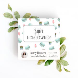 Real Estate First Time Buyer Pop By Tag Template for Realtor Editable Open House Favor Gift Tag Mint To Be Homeowner Summer Giveaway Tag