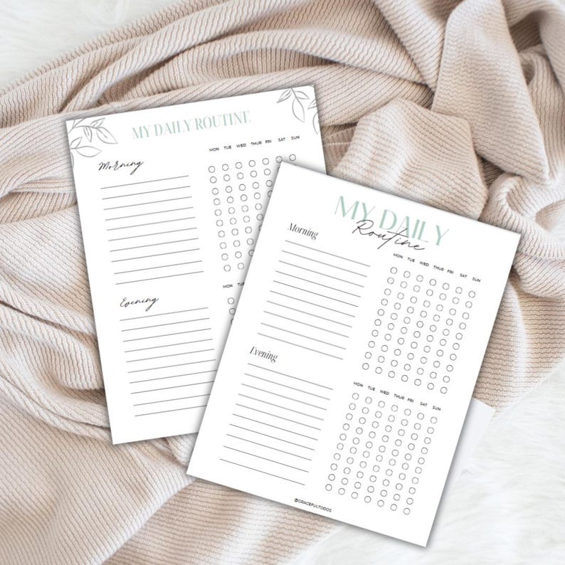 Am Routine Templates Editable Daily Routine Checklist: AM PM Habit Tracker (canva Template ...