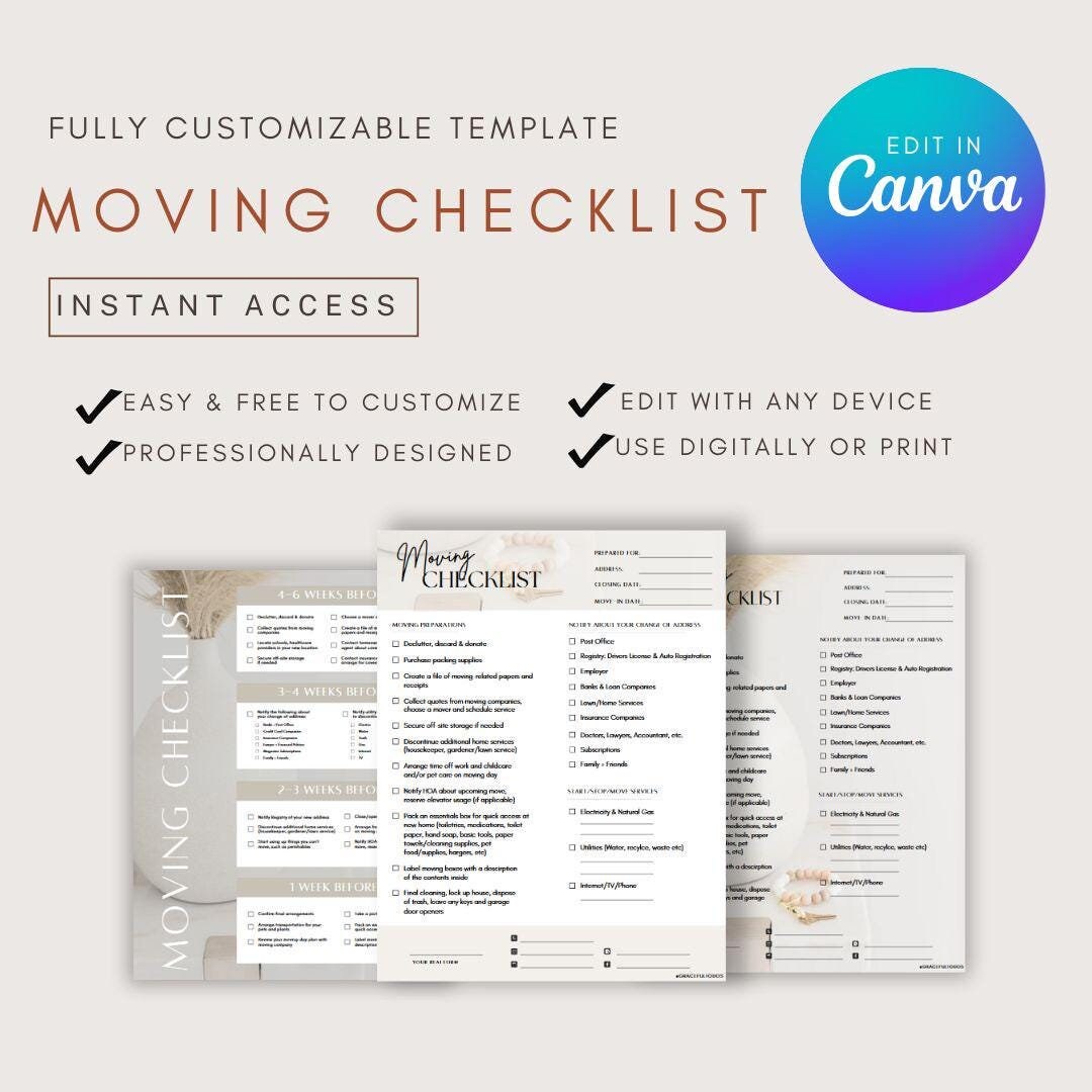 Editable Moving Checklist for Realtors, Home Buyer Moving Guide Home ...