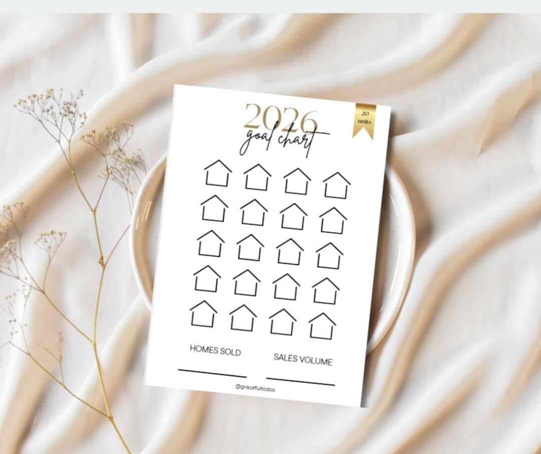 Sold Goal Chart Buy Real Estate Sales Goal Chart 2026: Agent Home Sold Tracker ...