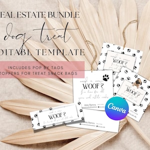 Realtor Dog Treat Pop-By Bundle: Editable Marketing Tags (Digital Download)