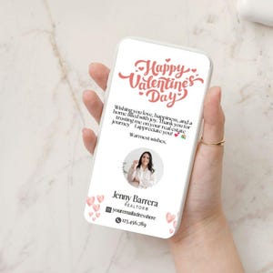 Digitale Valentijnsdagkaart voor makelaar BEWERKBARE tekst Happy Valentine e-kaartsjabloon onroerend goed tekstbericht Happy Valentine's Day Agent