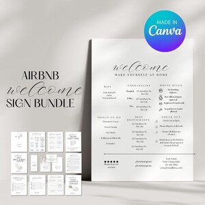 Huisregels Airbnb-borden voor verhuurders Airbnb-deurhanger korte verhuurmuurkunst AIRBNB-bedankkaart afdrukbare borden sjabloon bewerkbare pdf