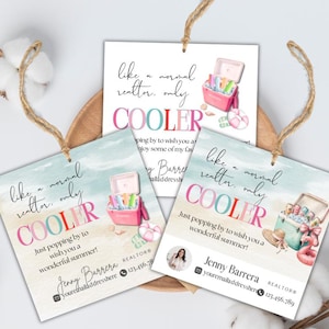 Real Estate Cooler Pop By Tag Template for Realtor Editable Summer Retro Cooler Gift Tag Like a Normal Realtor Only Cooler Instant Download