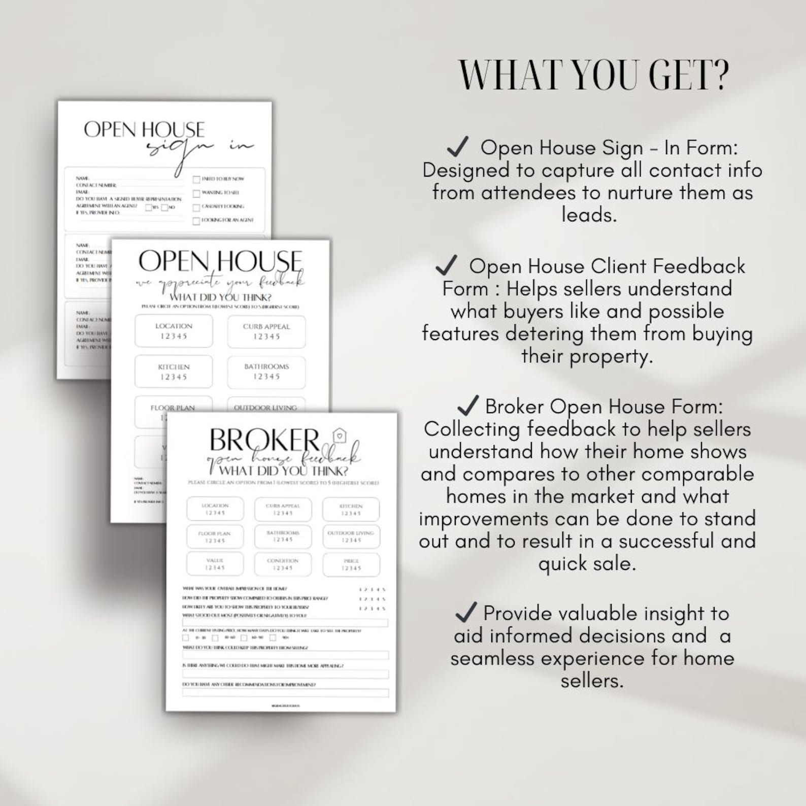 Real Estate Broker Open Feedback Form Editable Template for Realtor ...