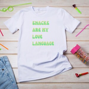 T-Shirt, Snacks are my love language, kids shirt, funny, kids gift