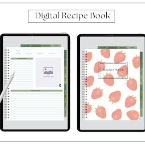 Cyfrowa książka kucharska, Goodnotes, Notability, iPad i tablet - okładka truskawkowa