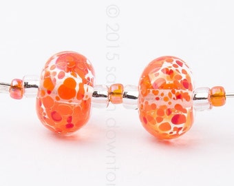 Orange Fizz Pair - Handmade Lampwork Glass Beads by Sarah Downton