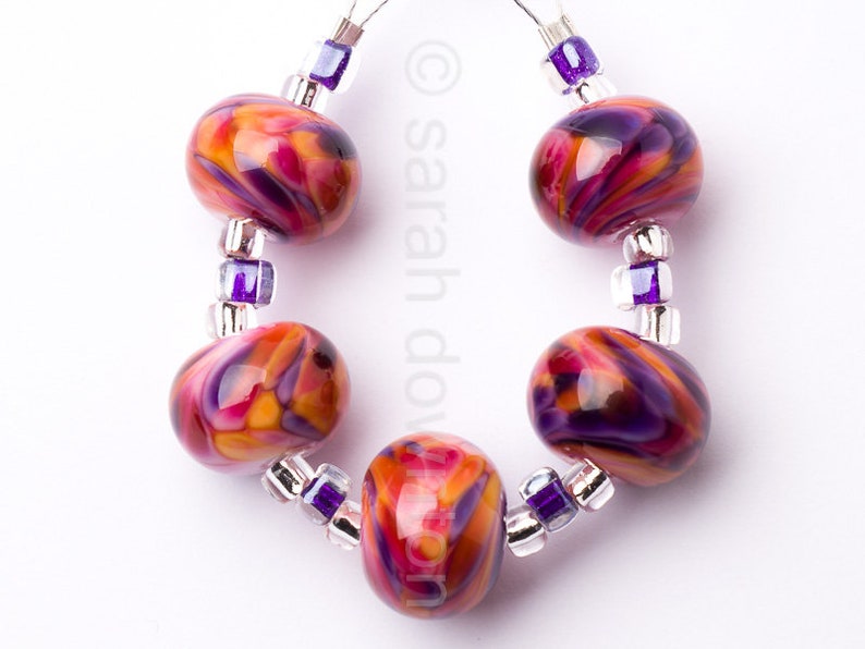 Wallflower Ripple Handmade Lampwork Glass Beads by Sarah Downton image 3