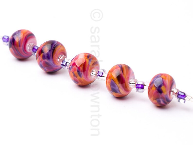 Wallflower Ripple Handmade Lampwork Glass Beads by Sarah Downton image 2