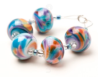 Peacock Ripple - Handmade Lampwork Glass Beads by Sarah Downton