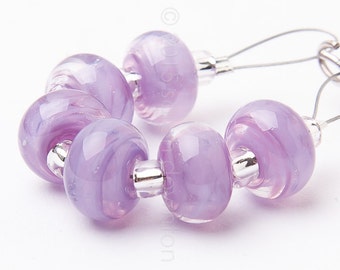 Wild Orchid Spacer Swirl - Handmade Lampwork Glass Beads by Sarah Downton