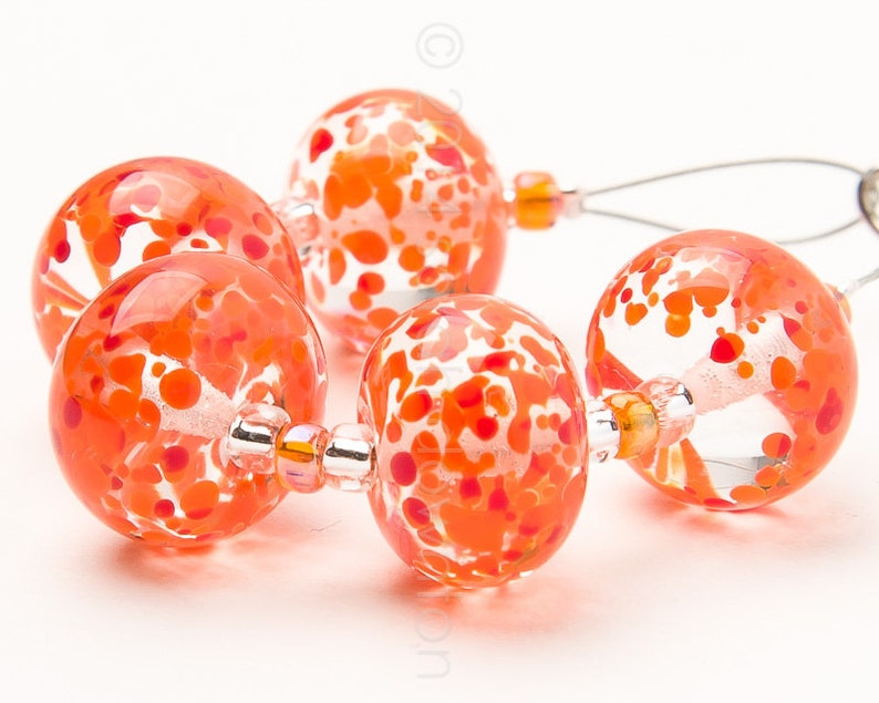 Orange Fizz Handmade Lampwork Glass Beads by Sarah Downton image 1