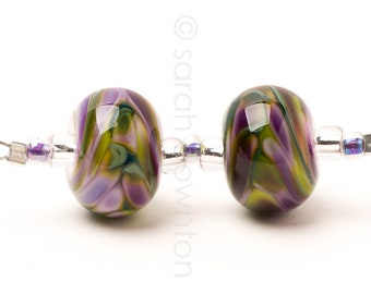 Zoe Ripple Pair - Handmade Lampwork Glass Beads by Sarah Downton