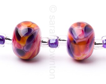 Wallflower Ripple Pair - Handmade Lampwork Glass Beads by Sarah Downton