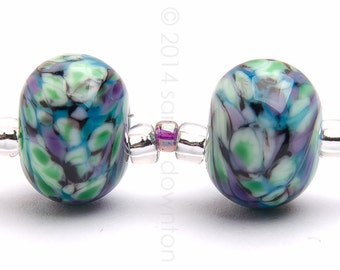 Celest Ripple Pair- Handmade Lampwork Glass Beads by Sarah Downton