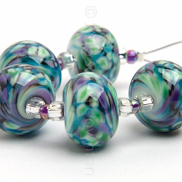 Celest Ripple - Handmade Lampwork Glass Beads by Sarah Downton