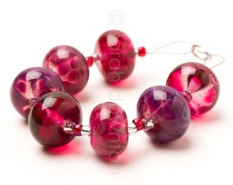Dark Pinks - Handmade Lampwork Glass Beads by Sarah Downton