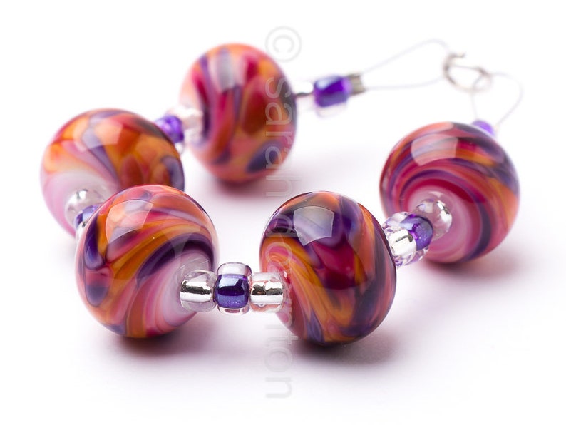 Wallflower Ripple Handmade Lampwork Glass Beads by Sarah Downton image 1