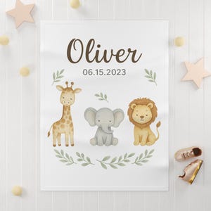 Personalized Jungle Animals Fleece Baby Blanket: Custom Nursery Decor