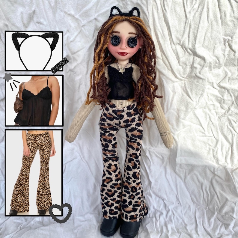 Muñeca Mini Me personalizada estilo Coraline: muñeca artística OOAK hecha a mano con ojos de botón imagen 9