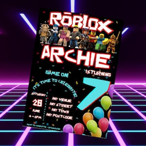 Roblox Editable Party Invitation Template for Kids & Teens, Fun Gamer Birthday Invite, Instant Download