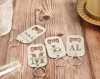 Personalized Bottle Opener Keychain, Logo Engraved, Groomsmen Gift