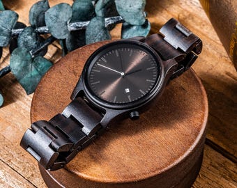 Engraved Wooden Watch for Men: Personalized Sandalwood Gift