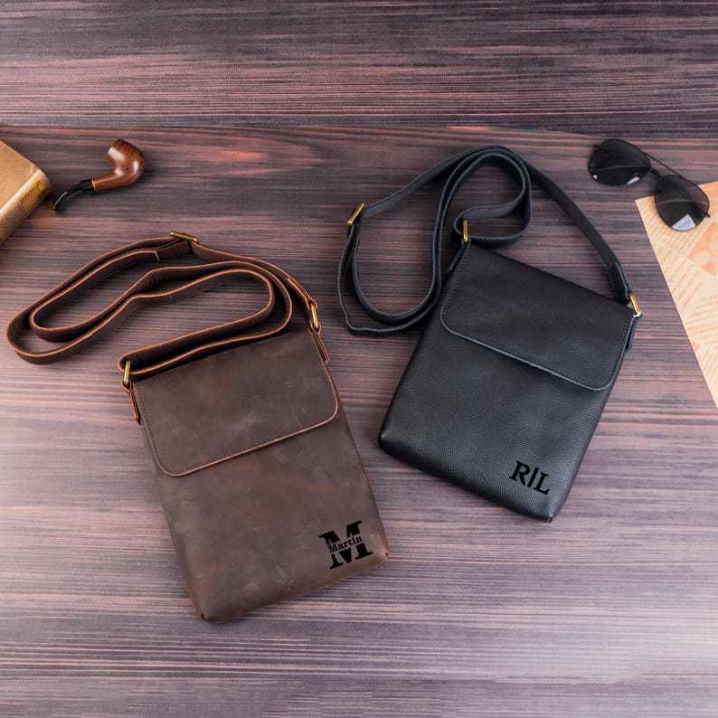Men's Genuine Leather Crossbody Messenger Bag - Personalized Gift - Etsy