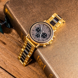 Orologio inciso, regalo personalizzato per il marito, orologio in legno da uomo, orologio in oro, orologio in legno personalizzato, regalo di anniversario, regalo per fidanzato, regalo per papà