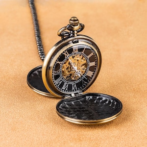 Personalized Mechanical Pocket Watch,Custom Engraved Pocket Watch,Vintage Steampunk Pocket Watch,Gift for Son,Birthday Gift,Anniversary Gift