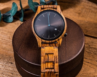 Reloj de sándalo grabado para hombre, regalo de aniversario personalizado