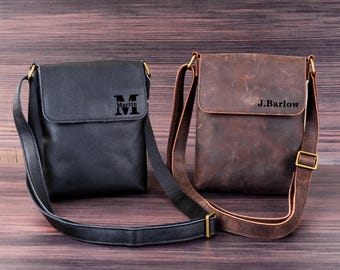 Handmade Buffalo Leather Crossbody Bag: Minimalist Travel Satchel