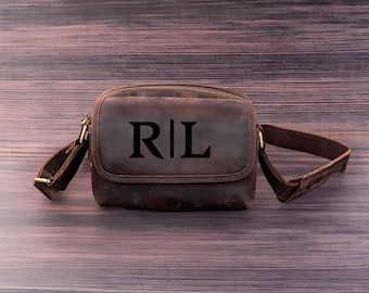 Men&#39;s Vintage Messenger Bag,Customizable Mini Genuine Leather Bag