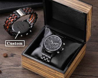 Custom Engraved Wooden Watch – Eco-Friendly Gift Timepiece with Gift Box