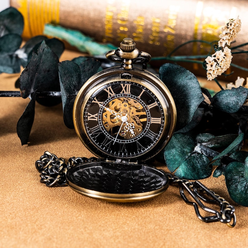 Engraved Mechanical Pocket Watch: Personalized Groomsmen Gift