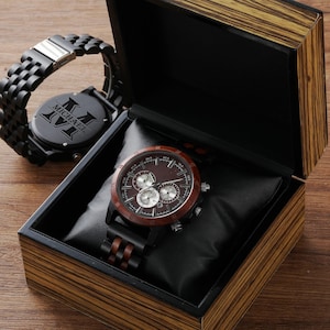 Orologio da uomo personalizzato con incisione, orologio in legno fatto a mano, orologio in legno personalizzato, regalo di anniversario, regalo di compleanno, regalo per fidanzato, regalo perfetto per gli uomini
